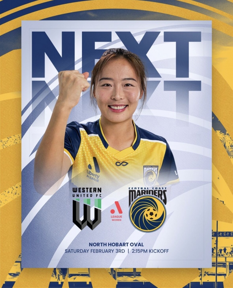 中央海岸水手女足发布明日比赛海报，乌日古木拉成为主角