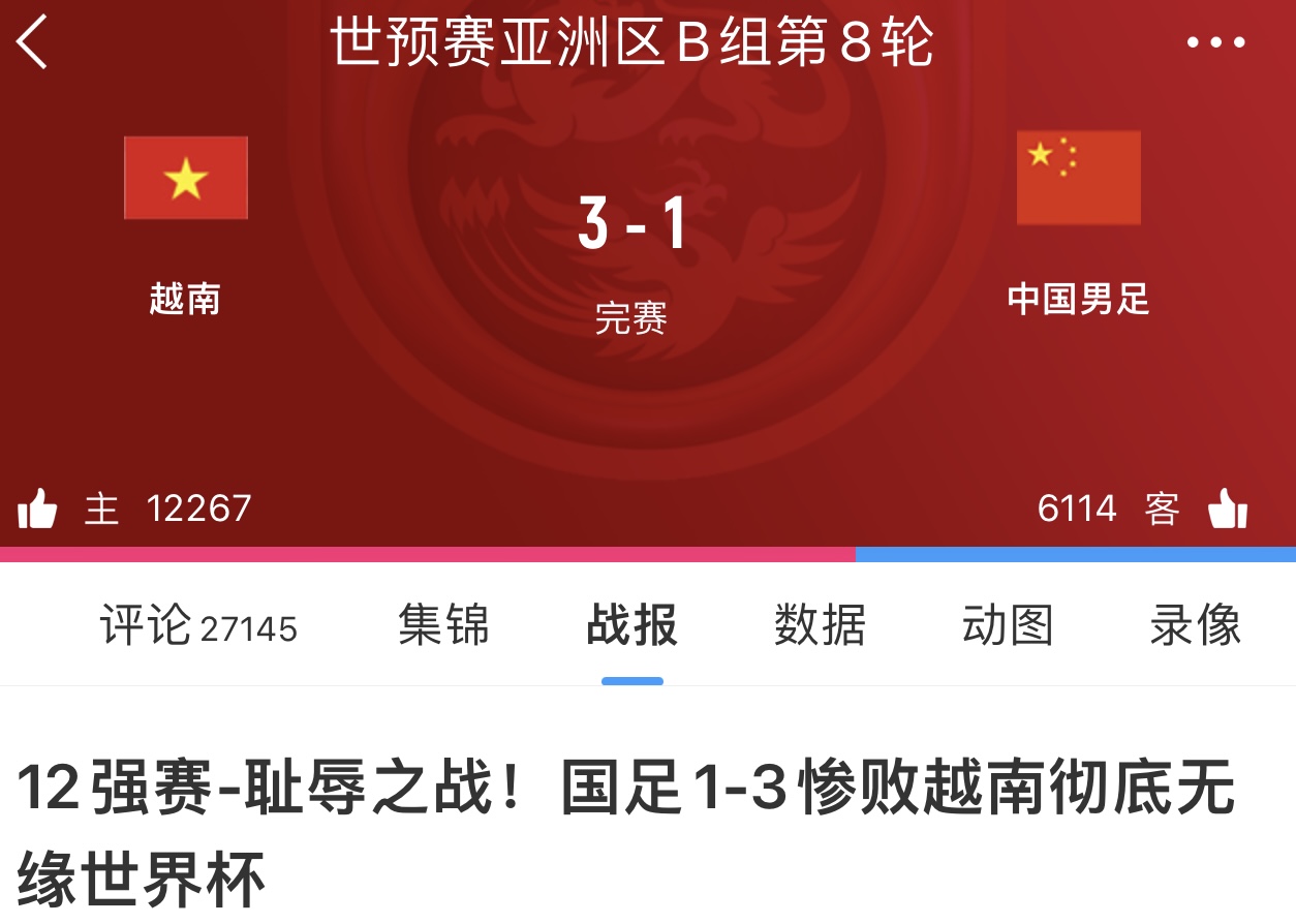耻辱之战！2年前的大年初一：国足13惨败越南，彻底无缘世界杯