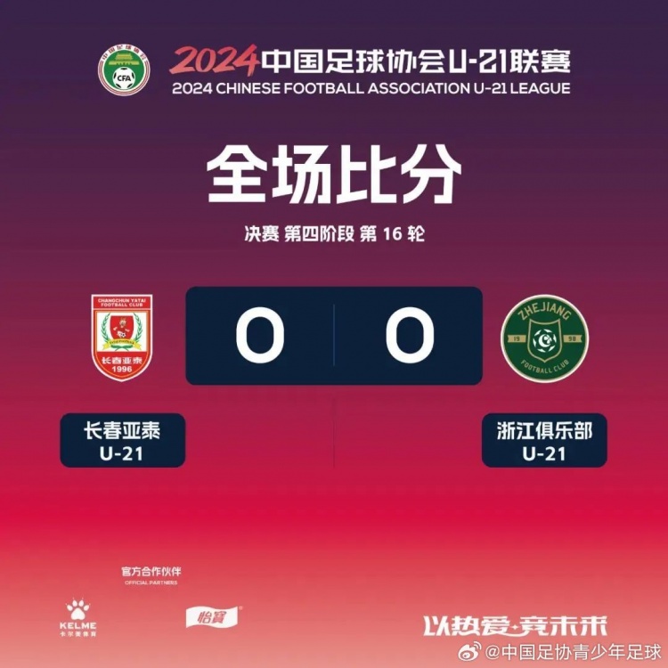 U21联赛：决赛第四阶段第16轮赛果+积分榜+射手榜