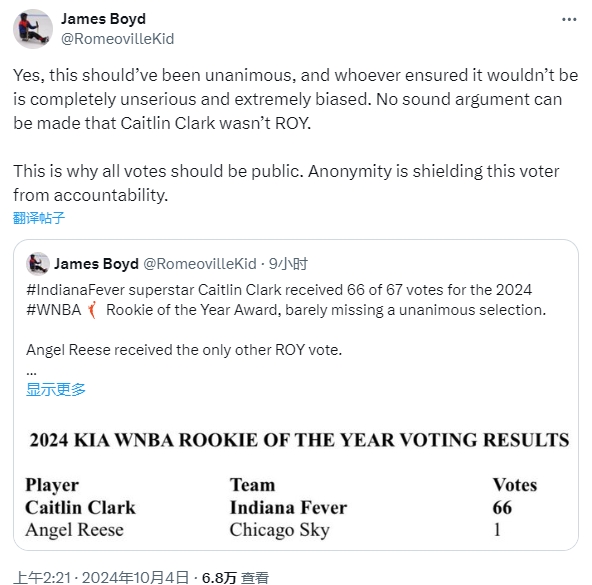 记者谈ROY投票是匿名这让投票者免于问责没理由说克拉克不是ROY